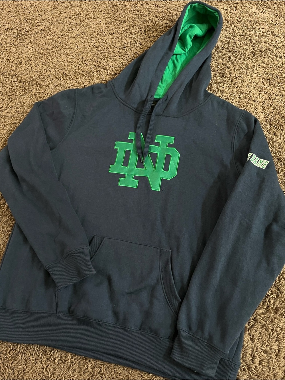 Women’s Colesseum Notre Dame Hoodie Navy Blue / Green Size XL